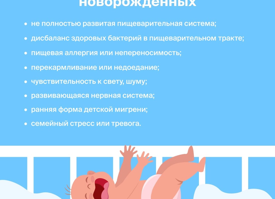 Что делать, если у новорождённого колики или фиолетовый плач